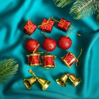 Набор украшений пластик 11 шт "Лавра" (3 подарка, 2 колокол, 3 шара, 3 барабана) микс Набор украшений пластик 11 шт "Лавра" (3 подарка, 2 колокол, 3 шара, 3 барабана) микс