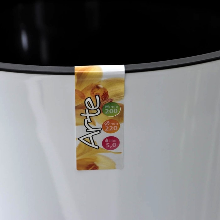 Кашпо для цветов со вставкой &laquo;Арте&raquo;, 5 л, цвет бело-чёрный