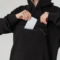 Худи унисекс с карманом на груди Chest Pocket, черное, размер XS/S