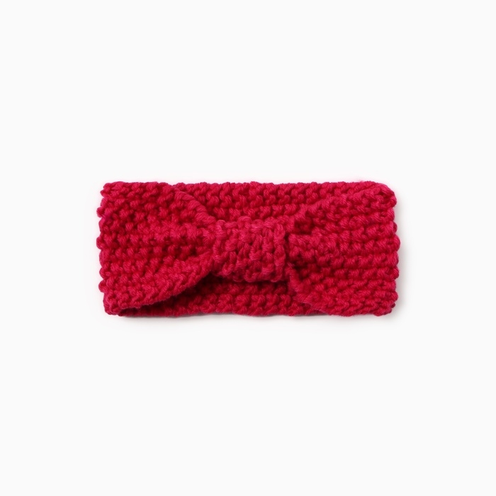 Повязка вязаная для девочки Крошка Я, р-р 17 см, розовый