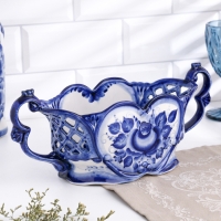 Фруктовница "Версаль", 14 х 31 см, гжель Фруктовница "Версаль", 14 х 31 см, гжель