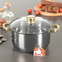 Кастрюля из нержавеющей стали с крышкой Доляна «Роскошь», 3 л, d=20 см Кастрюля из нержавеющей стали с крышкой Доляна «Роскошь», 3 л, d=20 см