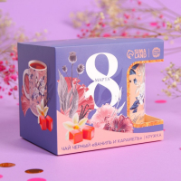 Подарочный набор «8 марта»: чай чёрный «ваниль и карамель» 50 г., кружка 300 мл. Подарочный набор «8 марта»: чай чёрный «ваниль и карамель» 50 г., кружка 300 мл.