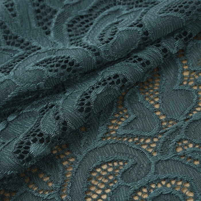 Кружевная эластичная ткань, 175 мм &times; 2,7 &plusmn; 0,5 м, цвет изумрудный