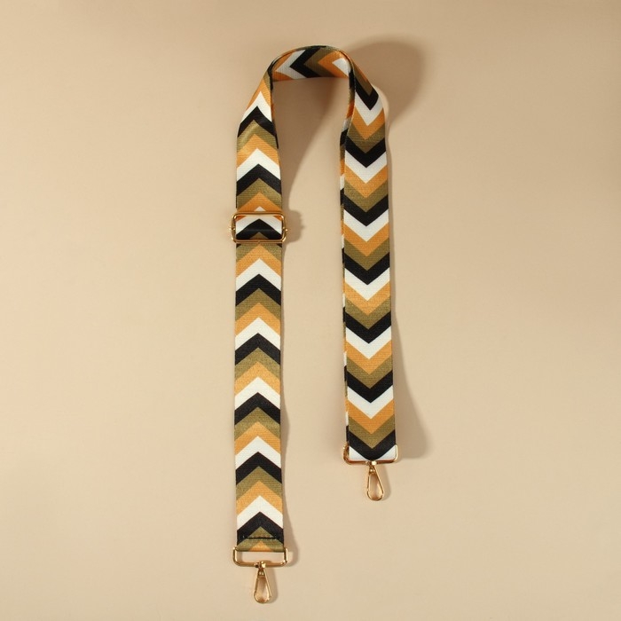 Ручка для сумки &laquo;Орнамент галки&raquo;, стропа, с карабинами, 139 &plusmn; 3 &times; 3,8 см, цвет бежевый/белый/чёрный