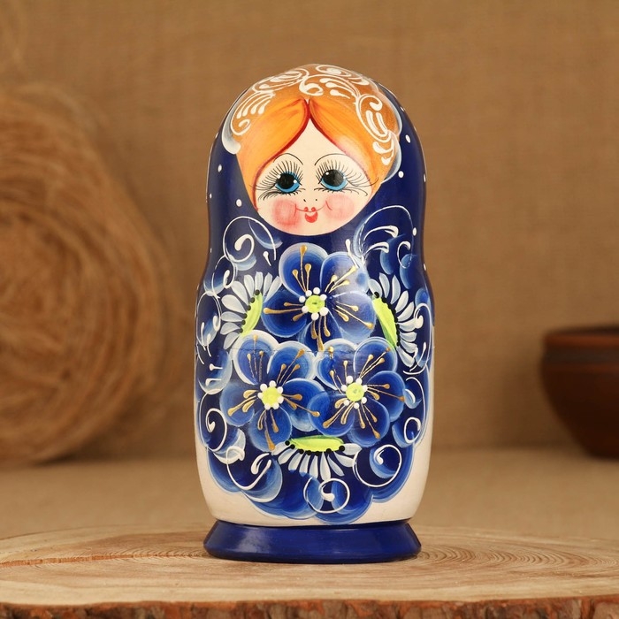 Матрёшка 5-ти кукольная Матрёшка 5-ти кукольная "Сима" синяя , 17-18см, ручная роспись.
