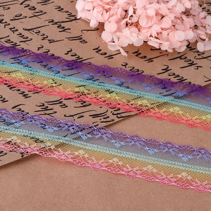 Кружево капроновое &laquo;Радуга яркая&raquo;, 35 мм &times; 10 &plusmn; 1 м, цвет разноцветный №1