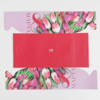 Коробка для капкейков, кондитерская упаковка с PVC крышкой, 6 ячеек &laquo;Тюльпаны&raquo;, 8 марта, 23 х 16 х 10 см