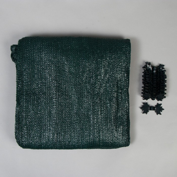 Сетка затеняющая, 5 &times; 4 м, плотность 55 г/м&sup2;, зелёная, в наборе 19 клипс