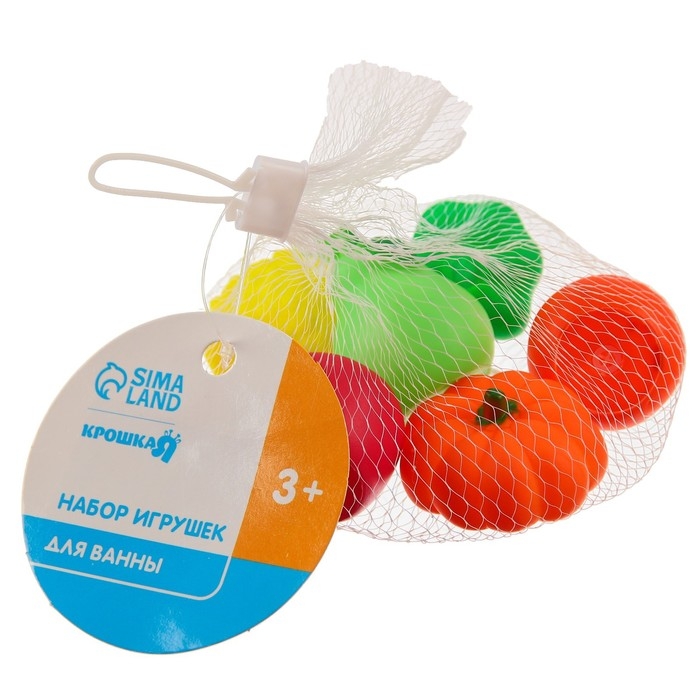 Набор резиновых игрушек для ванны &laquo;Овощи-Фрукты&raquo;, с пищалкой, 6 шт, виды МИКС, Крошка Я