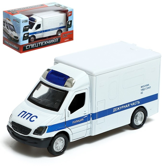 Машина металлическая «Полиция», 1:32, инерционная, световые и звуковые эффекты, русская озвучка, открываются двери, цвет белый Машина металлическая «Полиция», 1:32, инерционная, световые и звуковые эффекты, русская озвучка, открываются двери, цвет белый