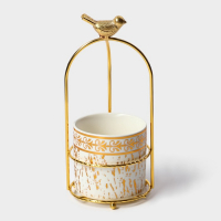 Конфетница керамическая &laquo;Gold. Птичка&raquo;, 220 мл, 8&times;21 см, цвет белый