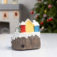 Светодиодная фигура &laquo;Поезд и снеговик&raquo; 16 &times; 10 &times; 12 см, полистоун, батарейки АААх2 (не в комплекте), USB, свечение тёплое белое