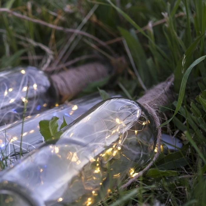 Гирлянда «Нить» 2 м роса с пробкой, IP20, серебристая нить, 20 LED, батарейки LR44х3 (в комплекте), свечение тёплое белое Гирлянда «Нить» 2 м роса с пробкой, IP20, серебристая нить, 20 LED, батарейки LR44х3 (в комплекте), свечение тёплое белое