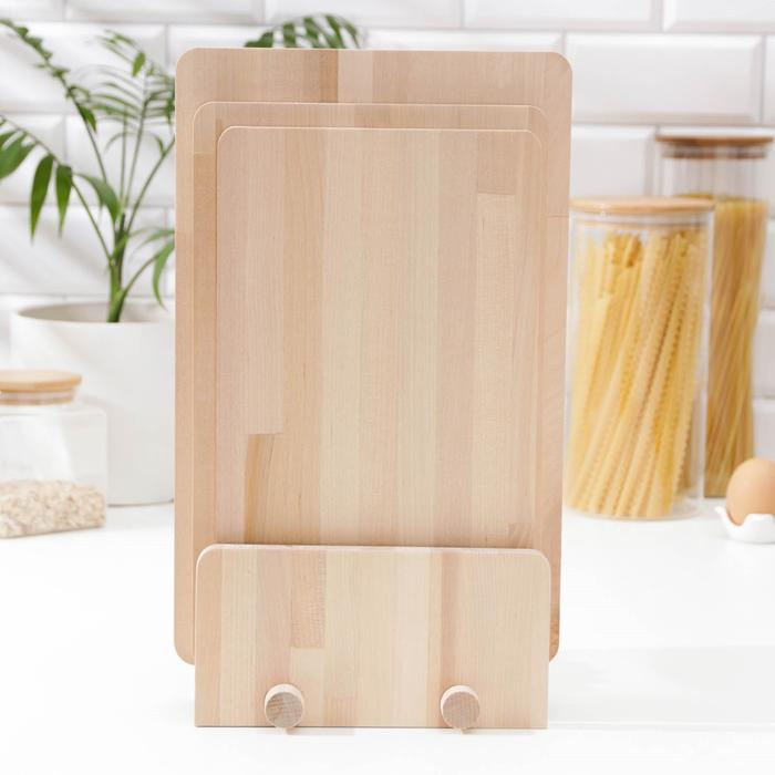 Нaбор разделочных досок на подставке Доляна, 3 шт: 35&times;22 см, 32&times;20 см, 31&times;18 см, массив берёзы