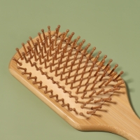 Расчёска массажная &laquo;BAMBOO&raquo;, широкая, бамбуковая, 8 &times; 23,5 см, цвет коричневый