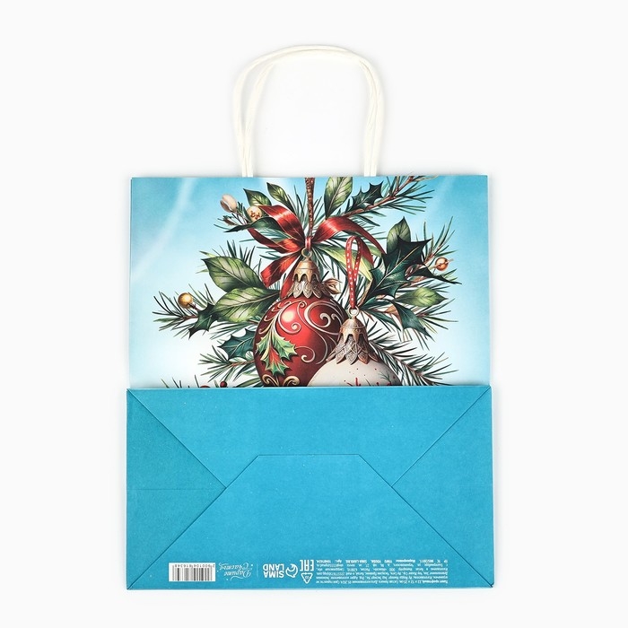 Пакет подарочный новогодний крафтовый &laquo;Новогодняя почта&raquo;, 22 х 12 х 25 см , Новый год