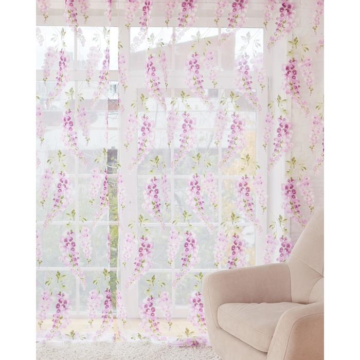 Тюль Этель &laquo;Виноградная лоза&raquo; (лиловый) б/ утяжелителя, ширина 140 см, высота 250 см