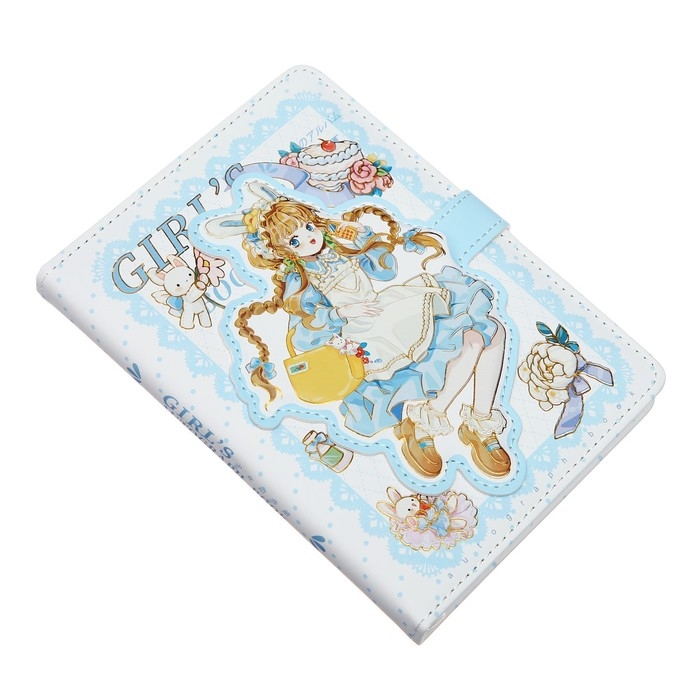 Записная книжка подарочная, А6, 112 листов, цветной блок, с фигурным хлястиком, обложка пвх, "Аниме", МИКС