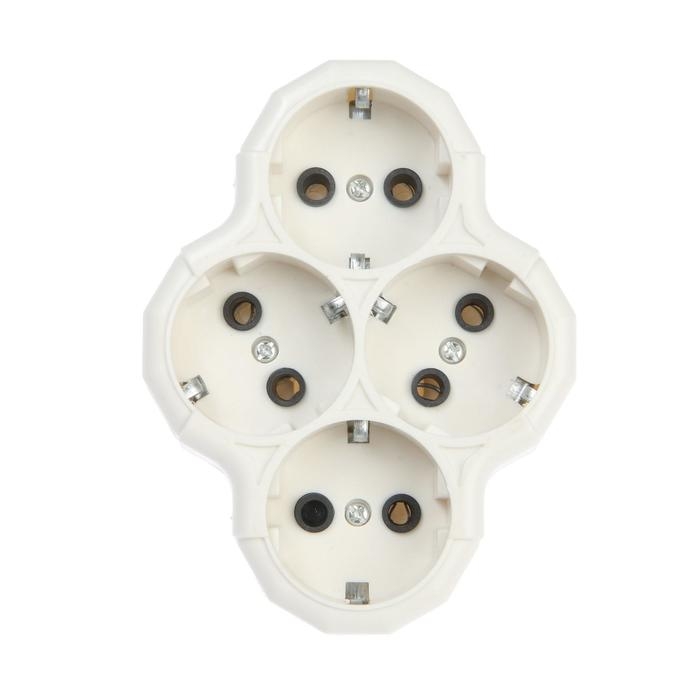 Разветвитель, 4 розетки, 16А, с з/к, белый Разветвитель, 4 розетки, 16А, с з/к, белый