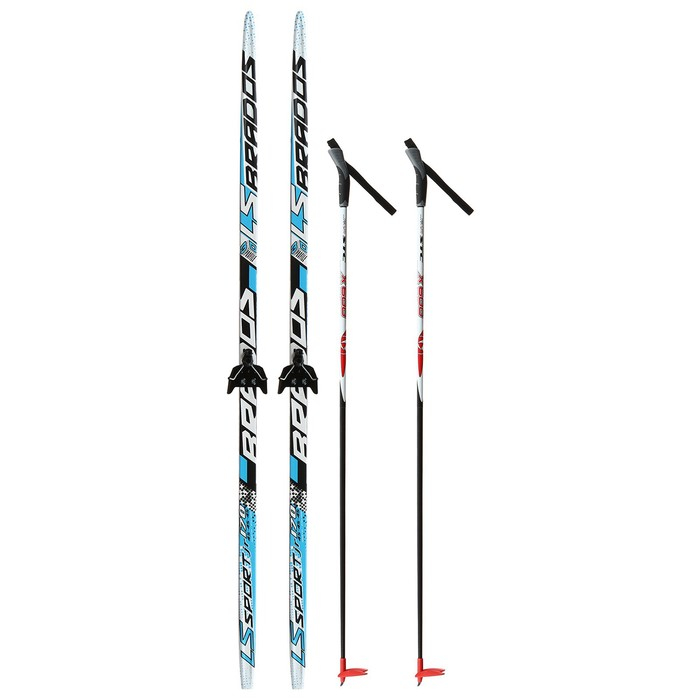 Комплект лыжный: пластиковые лыжи 170 см с насечкой, стеклопластиковые палки 130 см, крепления NN75 мм, цвета МИКС Комплект лыжный: пластиковые лыжи 170 см с насечкой, стеклопластиковые палки 130 см, крепления NN75 мм, цвета МИКС