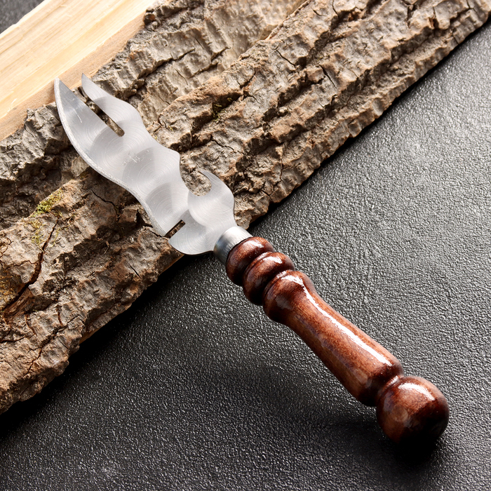 Нож-вилка для снятия мяса с шампура, узбекская с деревянной ручкой, 27 см Нож-вилка для снятия мяса с шампура, узбекская с деревянной ручкой, 27 см