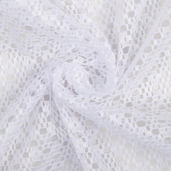 Тюль на кухню со шторной лентой, 285х165 см, цвет белый, 100% полиэстер