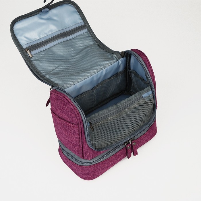 Косметичка 2 отдела на молниях, цвет фиолетовый Косметичка 2 отдела на молниях, цвет фиолетовый