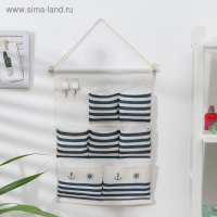 Органайзер подвесной с карманами Доляна &laquo;Морской бой&raquo;, 7 карманов, 48&times;35 см, цвет синий