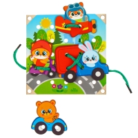 Деревянная игрушка-шнуровка &laquo;Транспорт&raquo;, 15&times;15 см