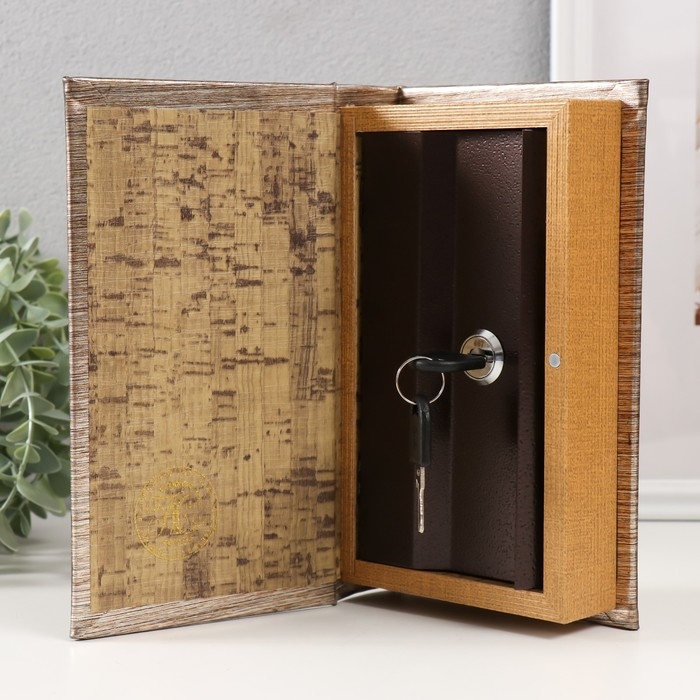 Сейф-книга дерево кожзам "Геральдическая лилия и корона" тиснение, под металл 20х12х4 см