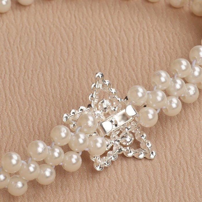 Подхват для штор &laquo;Звезда&raquo;, жемчуг на резинке, d = 4 см, 2 &times; 43 см, цвет белый