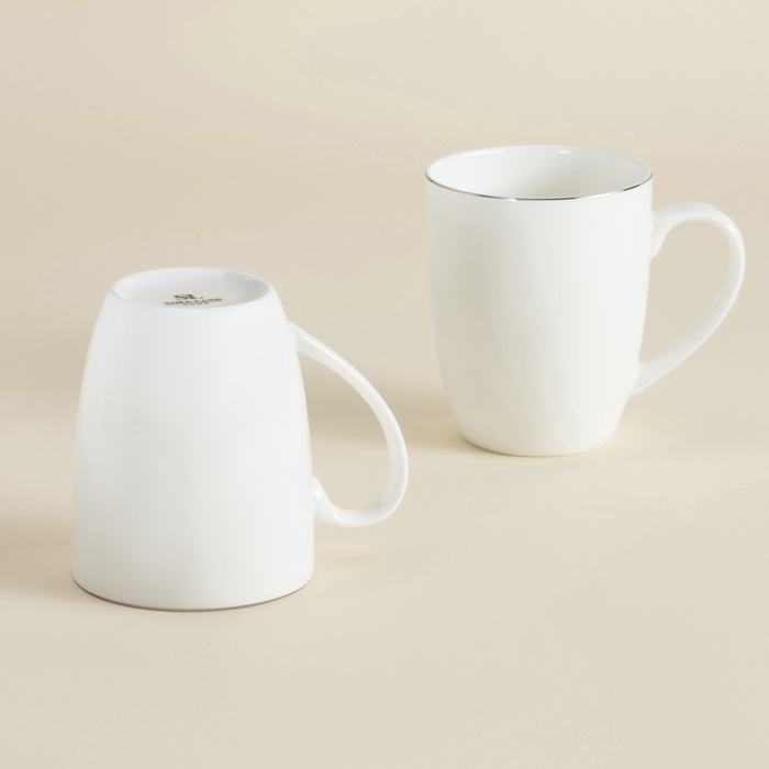 Кружки SL Home &laquo;Каскарон&raquo;, 380 мл, 11,8&times;8,5&times;10,4 см, набор 2 шт, костяной фарфор, белые