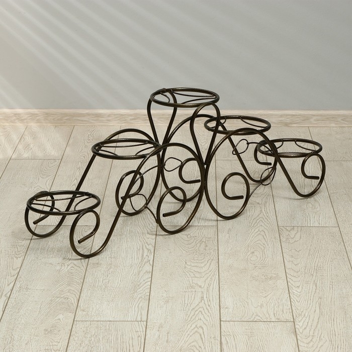 Подставка для цветов, напольная, на 5 горшков, d = 14 см, бронзовая, «Кружево» Подставка для цветов, напольная, на 5 горшков, d = 14 см, бронзовая, «Кружево»