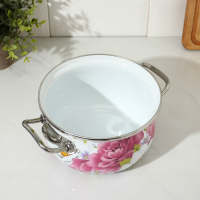 Кастрюля эмалированная «Пион», 2.1 л, стеклянная крышка, индукция Кастрюля эмалированная «Пион», 2.1 л, стеклянная крышка, индукция