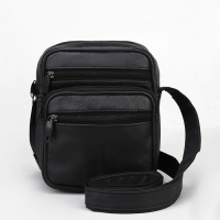 Сумка мужская на молниях, длинный ремень, цвет чёрный Сумка мужская на молниях, длинный ремень, цвет чёрный