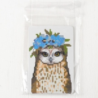 Алмазная вышивка &laquo;Совушка с венком из цветов&raquo;, с частичным заполнением, с подставкой, 10 &times; 15 см