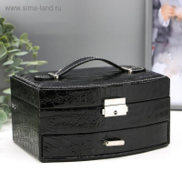 Шкатулка кожзам под бижутерию "Черный глянец" 20х15х11 см Шкатулка кожзам под бижутерию "Черный глянец" 20х15х11 см