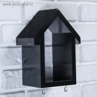 Ключница-полка Домик малая, 2 крючка, черная 23*17*10 Ключница-полка Домик малая, 2 крючка, черная 23*17*10