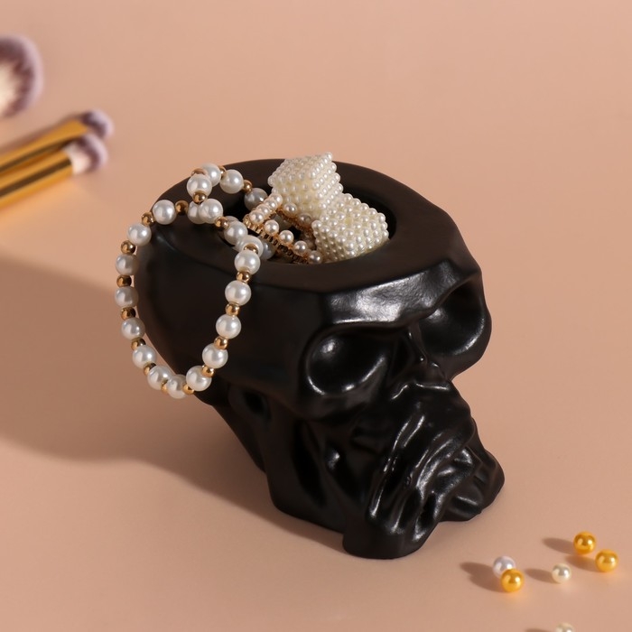 Предмет интерьера Предмет интерьера "Череп Безмолвие" 6,5*10см черный матовый