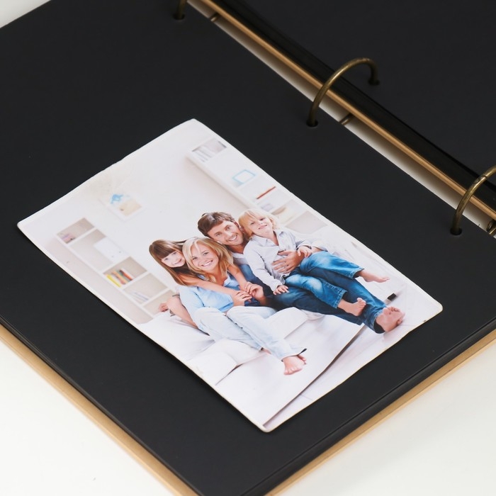 Фотоальбом на кольцах 30 листов "Признание в любви" чёрные листы 26х18 см