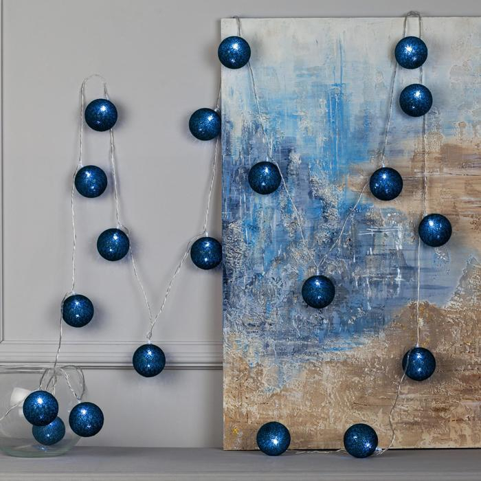 Гирлянда &laquo;Нить&raquo; 5 м с насадками &laquo;Клубки изумрудные&raquo;, IP20, прозрачная нить, 20 LED, свечение белое, 220 В