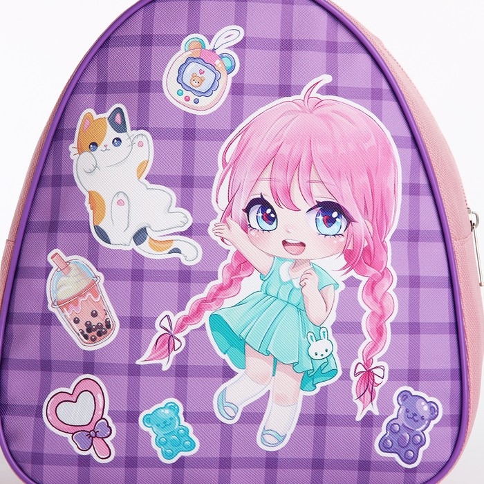 Рюкзак детский для девочки «Девочка аниме», 23х20,5 см см, отдел на молнии, цвет розовый Рюкзак детский для девочки «Девочка аниме», 23х20,5 см см, отдел на молнии, цвет розовый