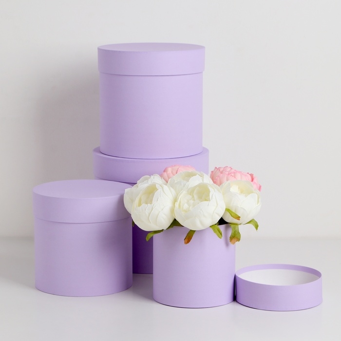Набор шляпных коробок  4 в 1 "Сиреневый", 20 &times; 20 ‒13 &times; 13 см