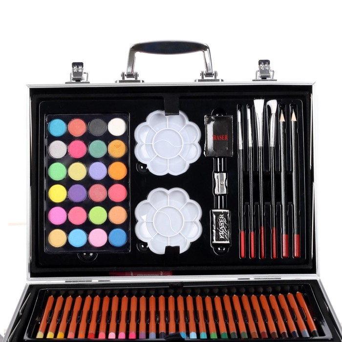 Набор для рисования, складной, в чемоданчике серебристый Набор для рисования, складной, в чемоданчике серебристый