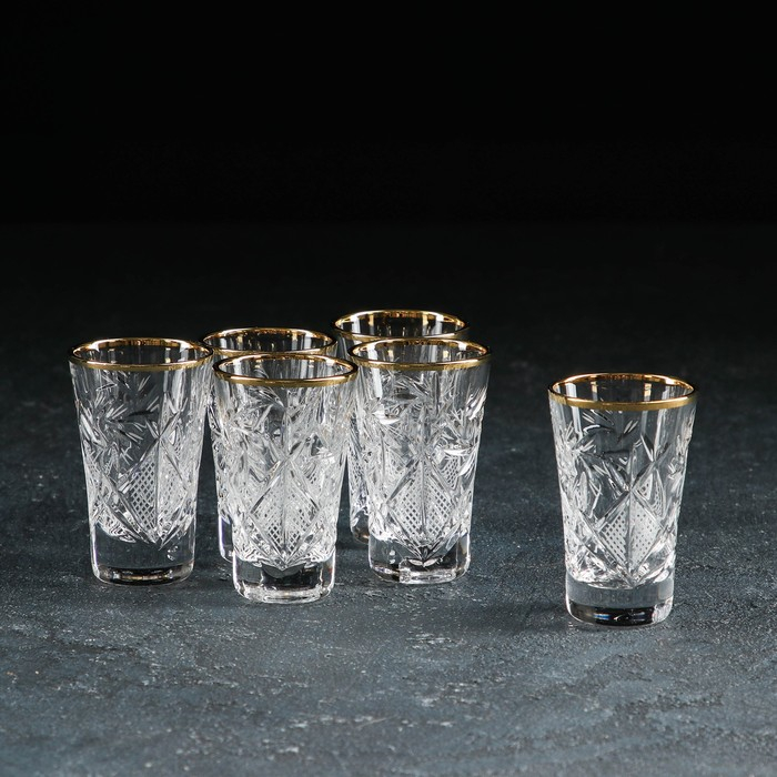 Набор стопок &laquo;Мельница&raquo;, отводка золотом, 35 мл, 6 шт