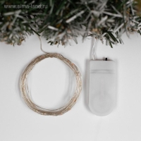 Гирлянда &laquo;Нить&raquo; 2 м роса, IP20, серебристая нить, 20 LED, батарейки CR2032х2 (в комплекте), свечение красное