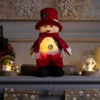 Светодиодная фигура &laquo;Снеговик&raquo; 13 &times; 30 &times; 8 см, текстиль, батарейки LR1130х3 (в комплекте), свечение тёплое белое