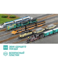 Конструктор ЖД &laquo;Паровоз с составом&raquo;, работает от батареек, 841 деталь