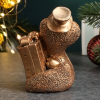 Новый год. Символ 2025. Фигура "Змея с подарком" состаренная бронза, 6х4х4см